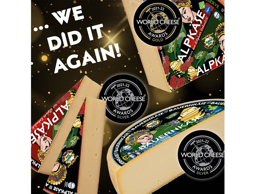 World Cheese Awards 2021 - 3 Medaillen für Baldauf Käse 